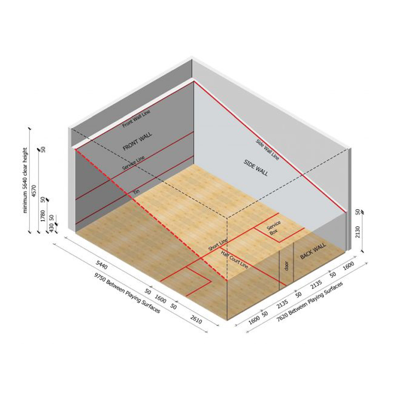 High-Strength Durable Tempered Glass Squash Court From China